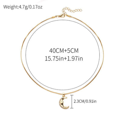 Fashion Diamond Moon Necklace Simple Alloy Women